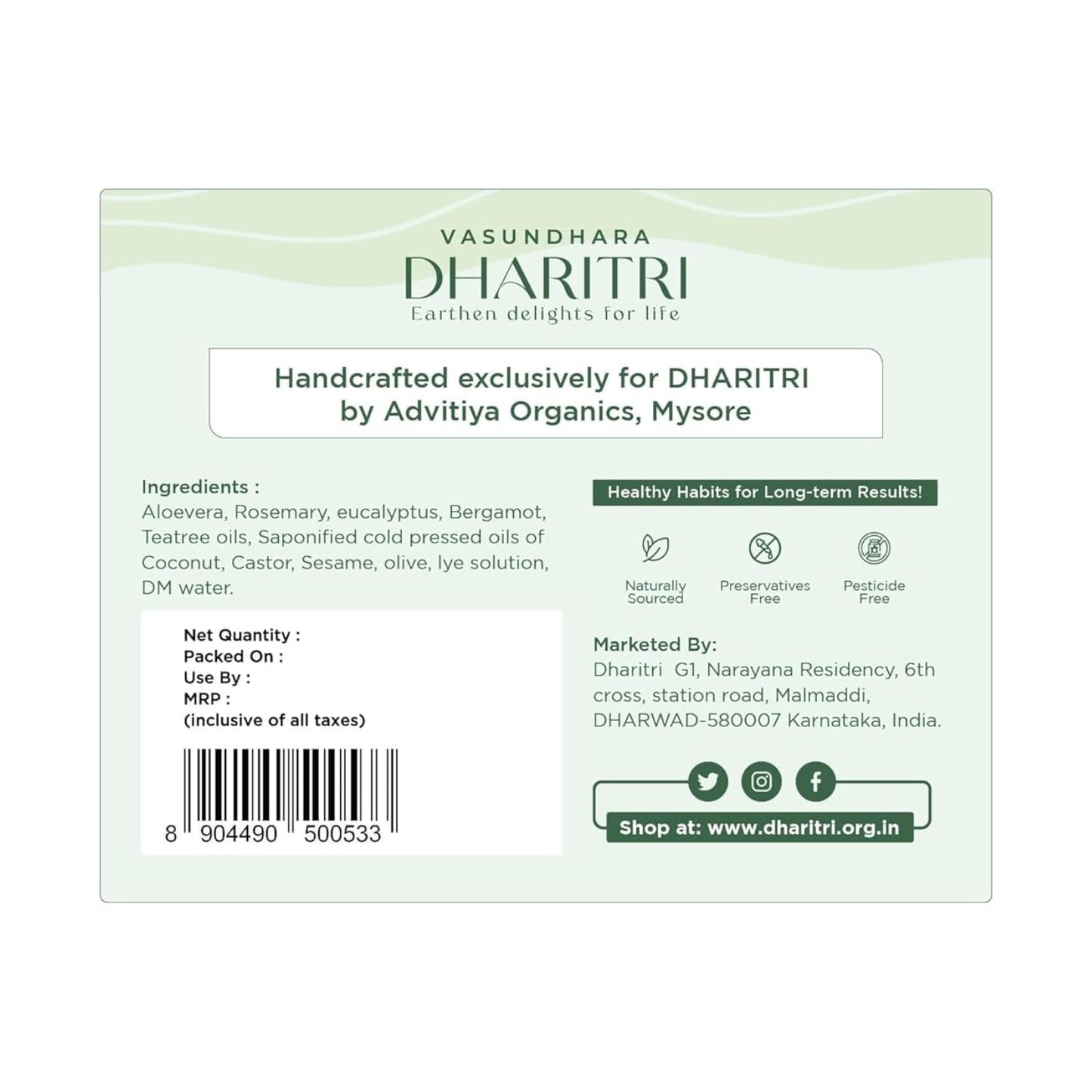 Dharitri Chaitanya Aloe Vera and Tee Tree Luxury Bath Soap