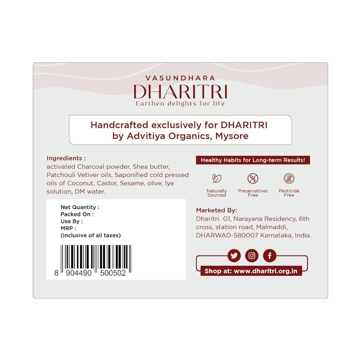 Dharitri Prakruti Handmade, Patchouli and Kokum Soap