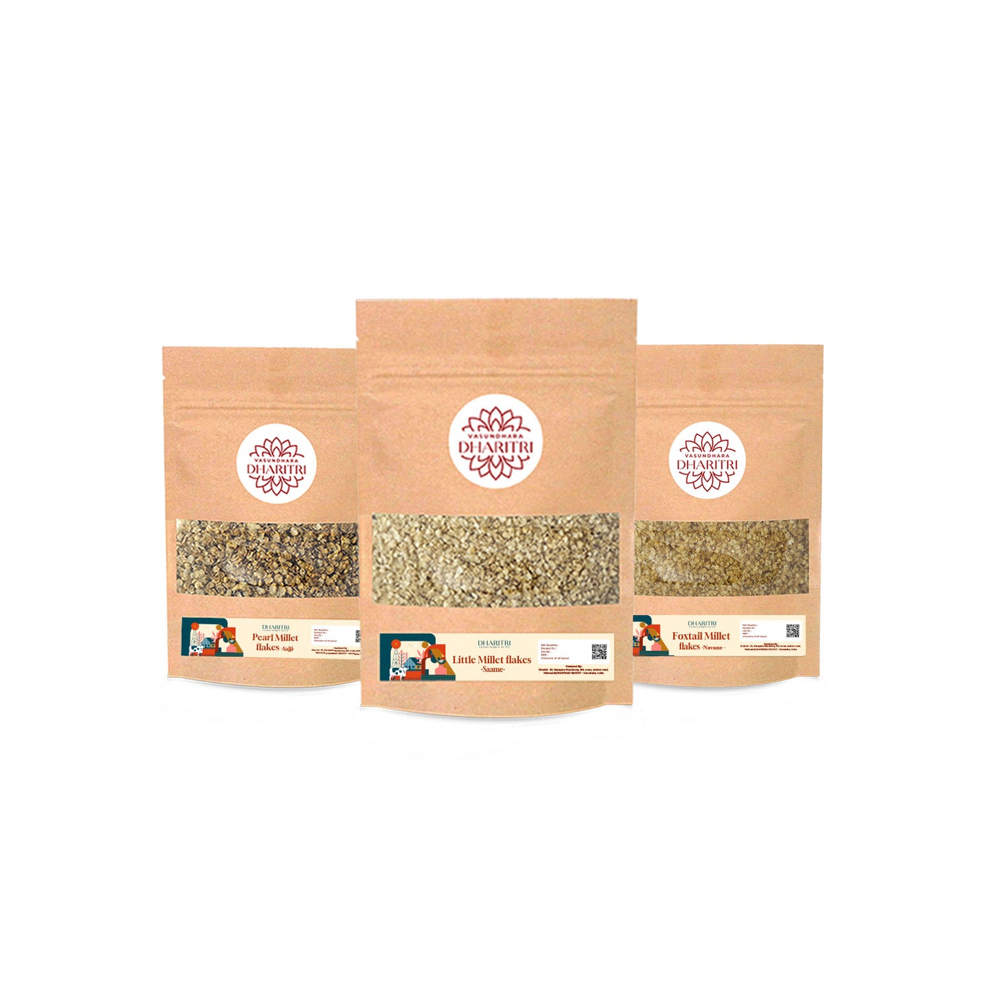 Millet Nourish Trio – Pearl, Little & Foxtail Millet Flakes Combo Pack - 900g