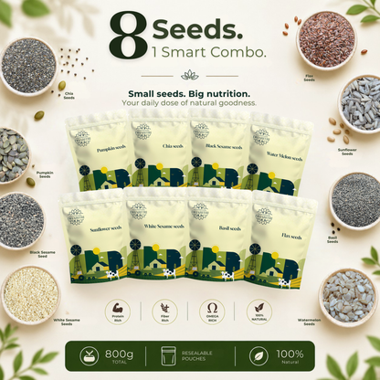 8-in-1 Seeds Combo Pack – 100g Each (Total 800g)