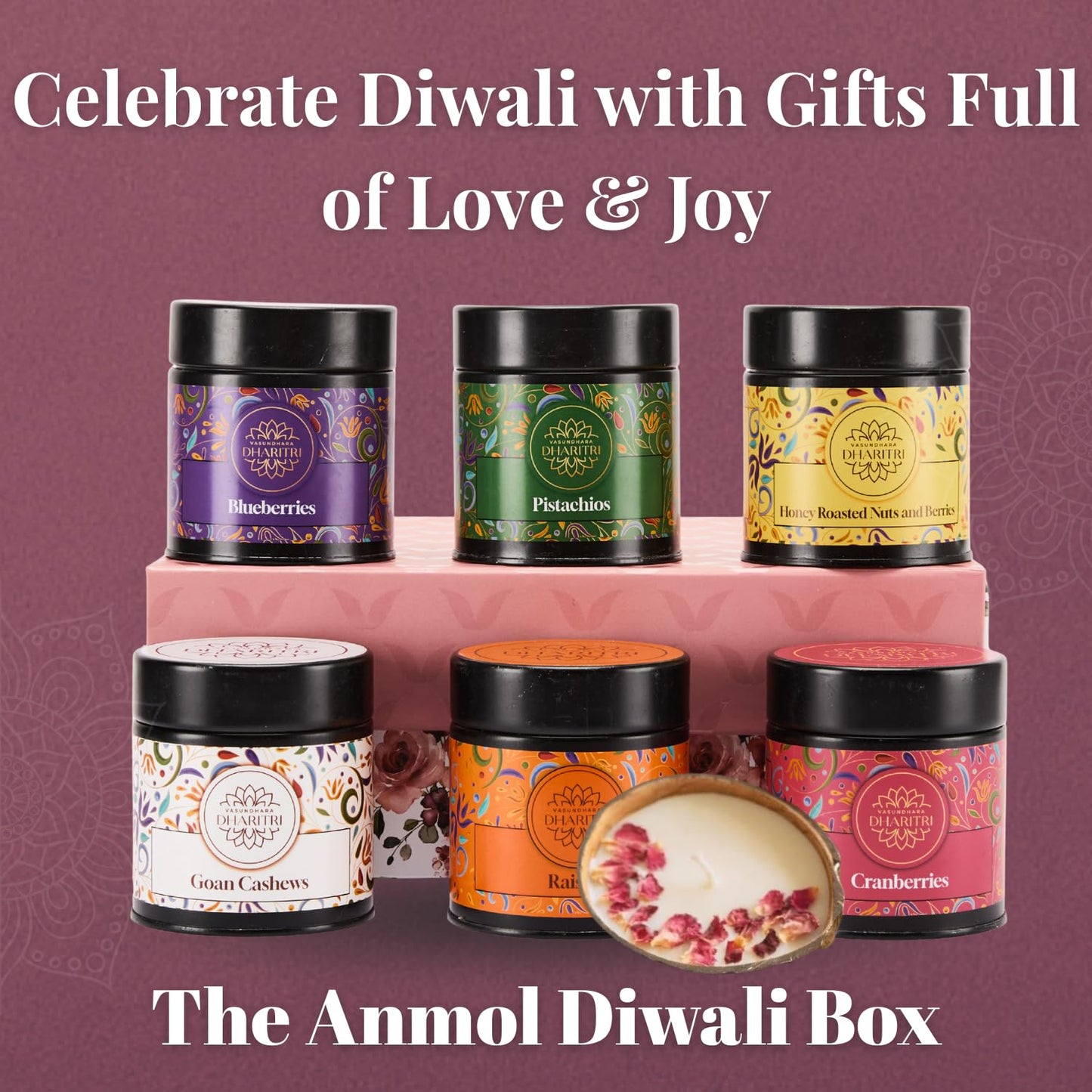 Diwali Gift Hamper with Eco-Friendly Coconut Shell Soy Wax Candle