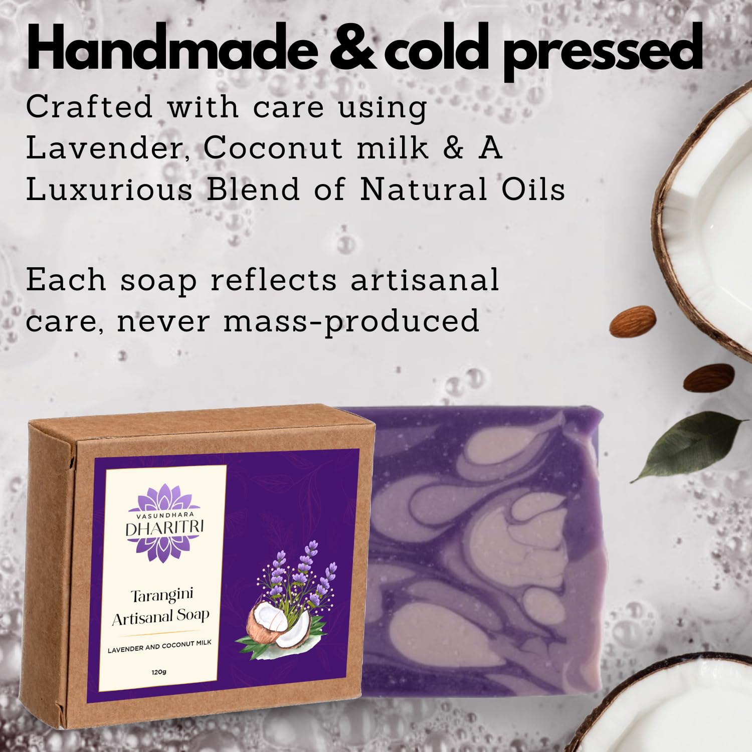 Dharitri Tarangini Series - Artisanal Soap, Lavender Oil & Coconut Milk