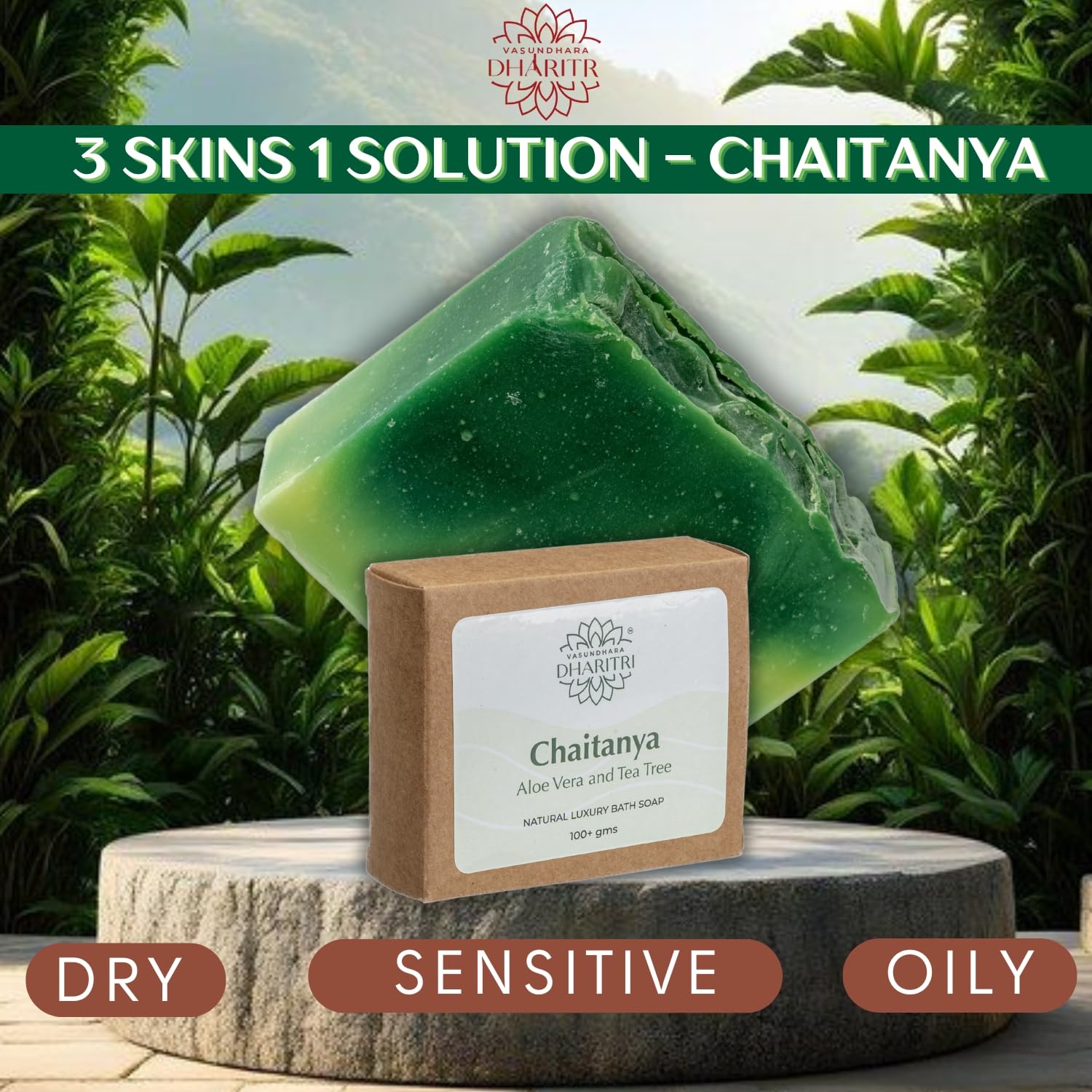 Dharitri Chaitanya Aloe Vera and Tee Tree Luxury Bath Soap