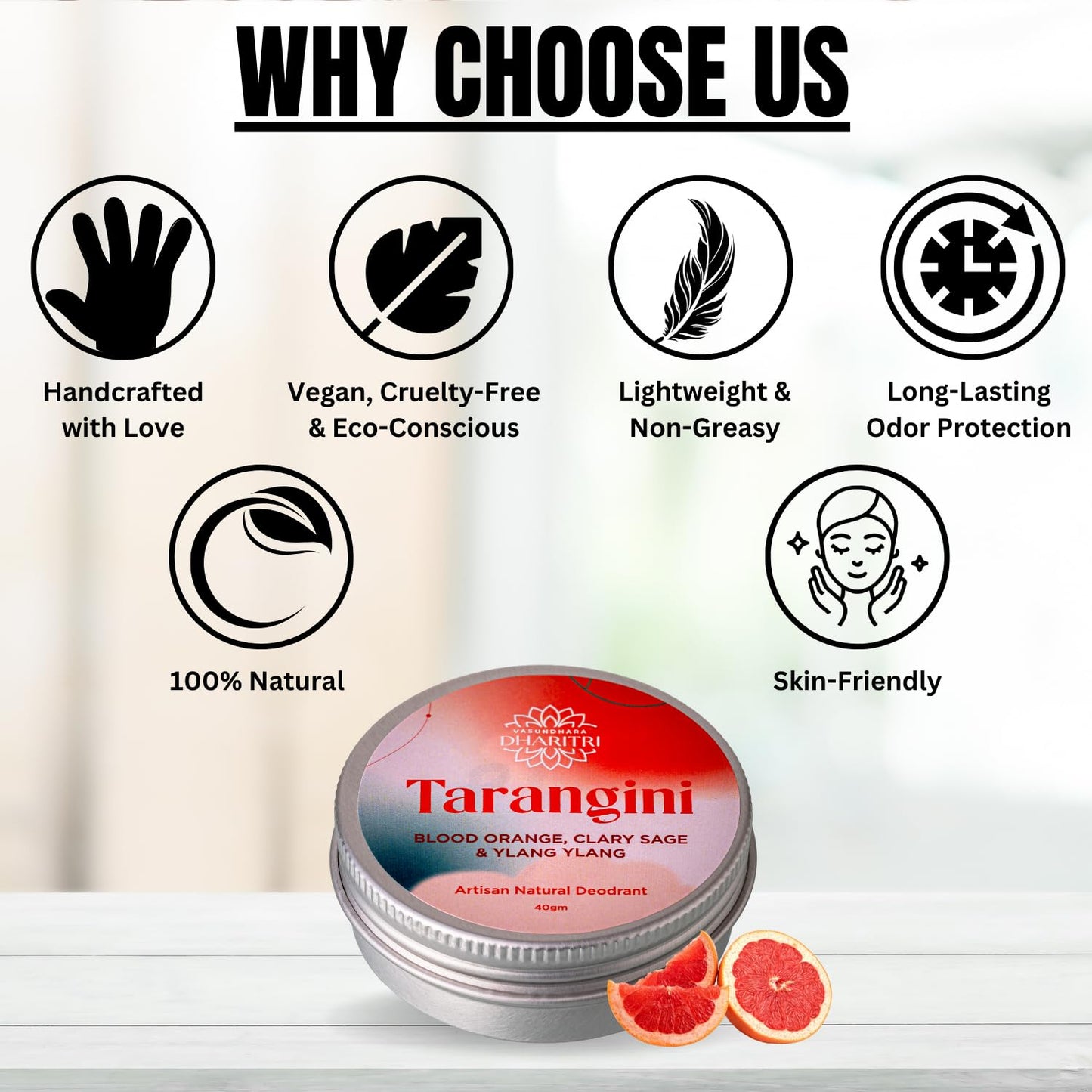 Tarangini Deodorant Cream - Blood Orange, Clary Sage and Ylang Ylang