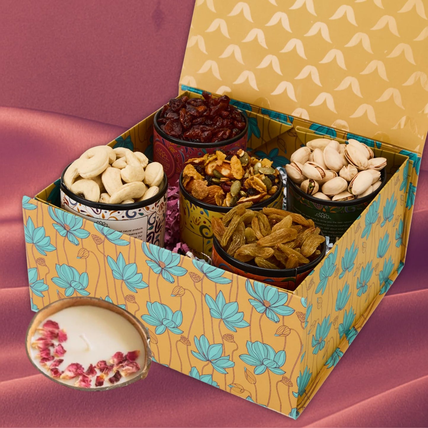 Diwali Gift Hamper with Eco-Friendly Coconut Shell Soy Wax Candle