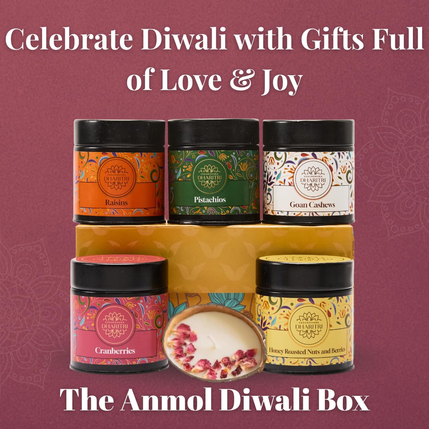Diwali Gift Hamper with Eco-Friendly Coconut Shell Soy Wax Candle
