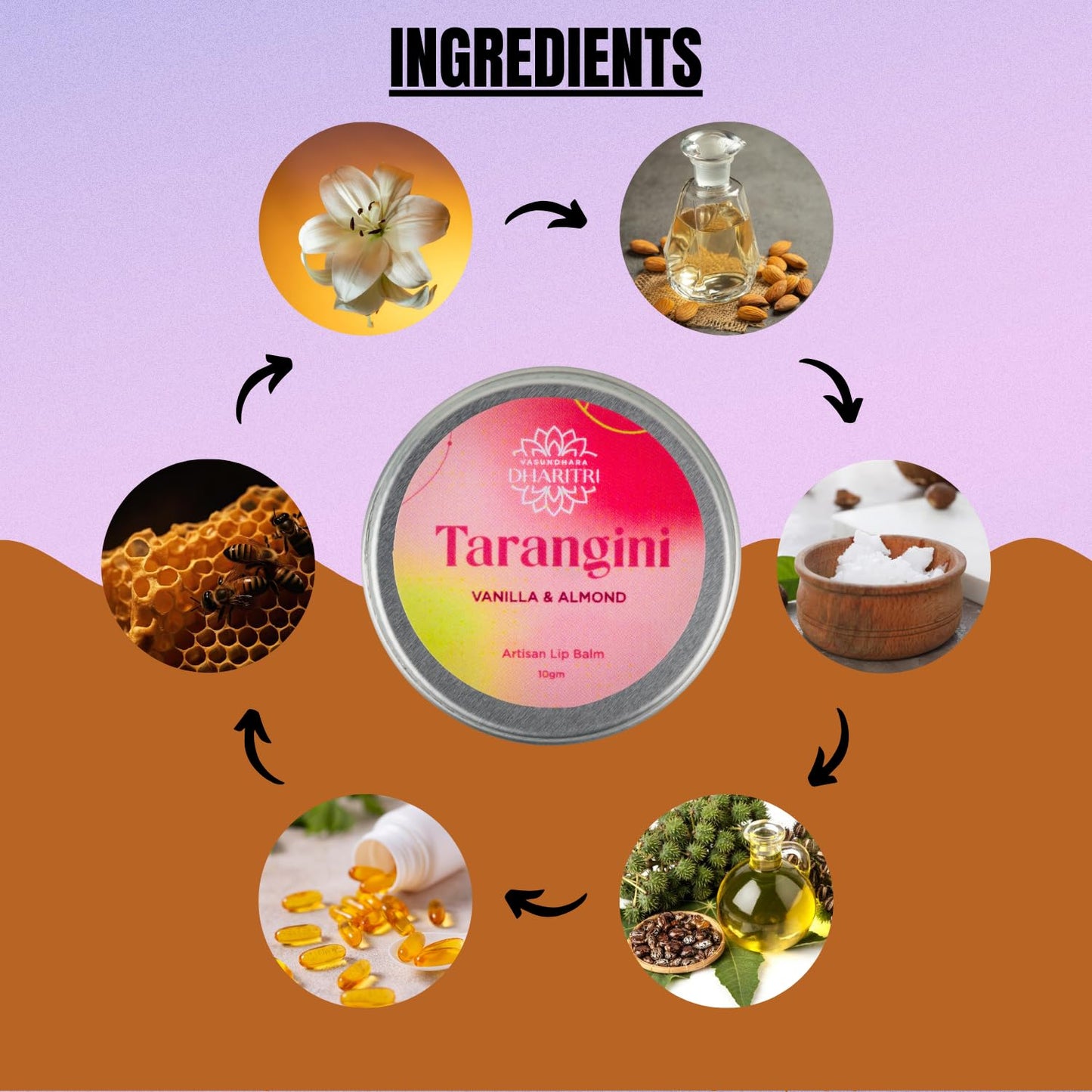 Tarangini Artisanal Lip Balm – Vanilla & Almond