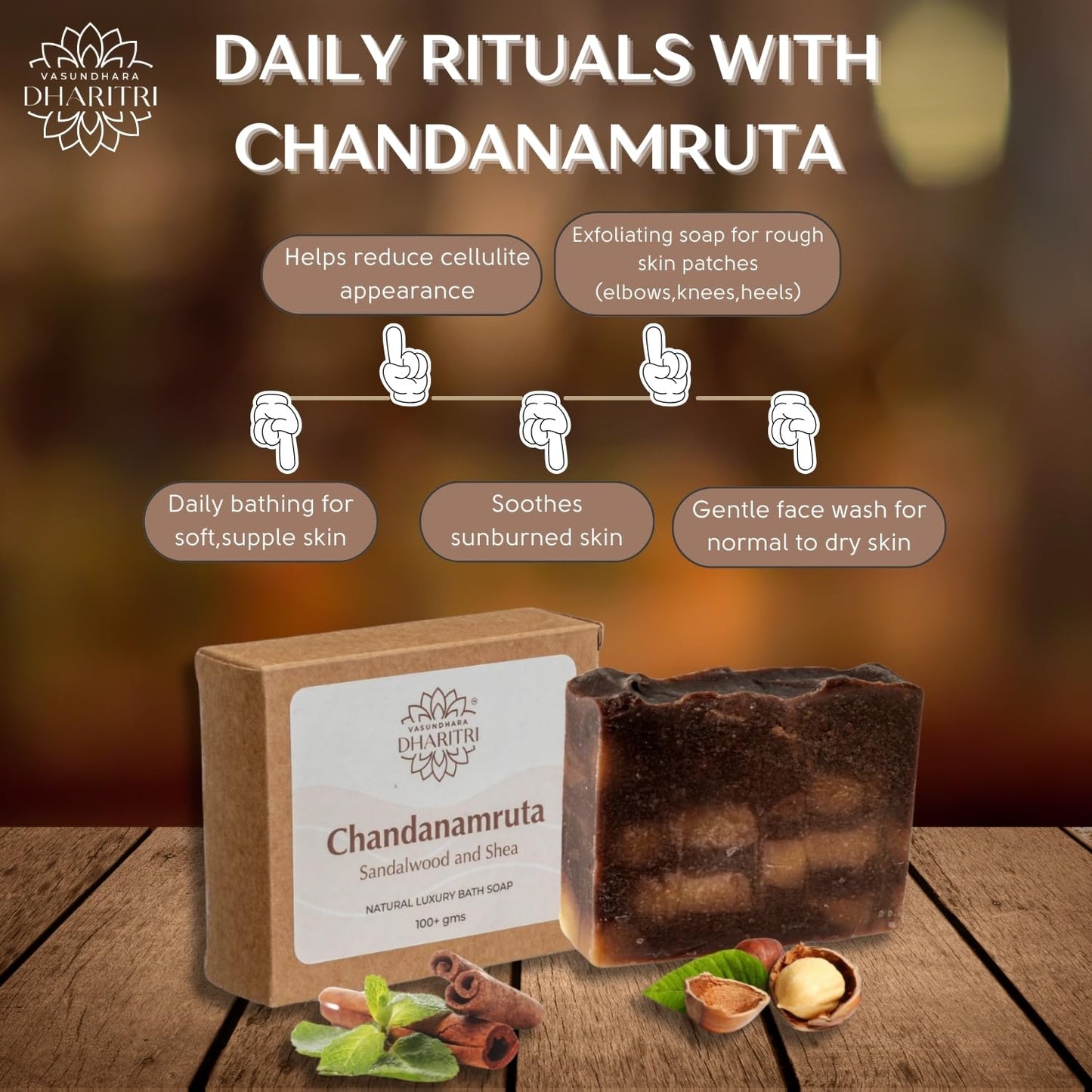 Dharitri Chandanamruta Sandalwood and Shea Butter Bathing Soap