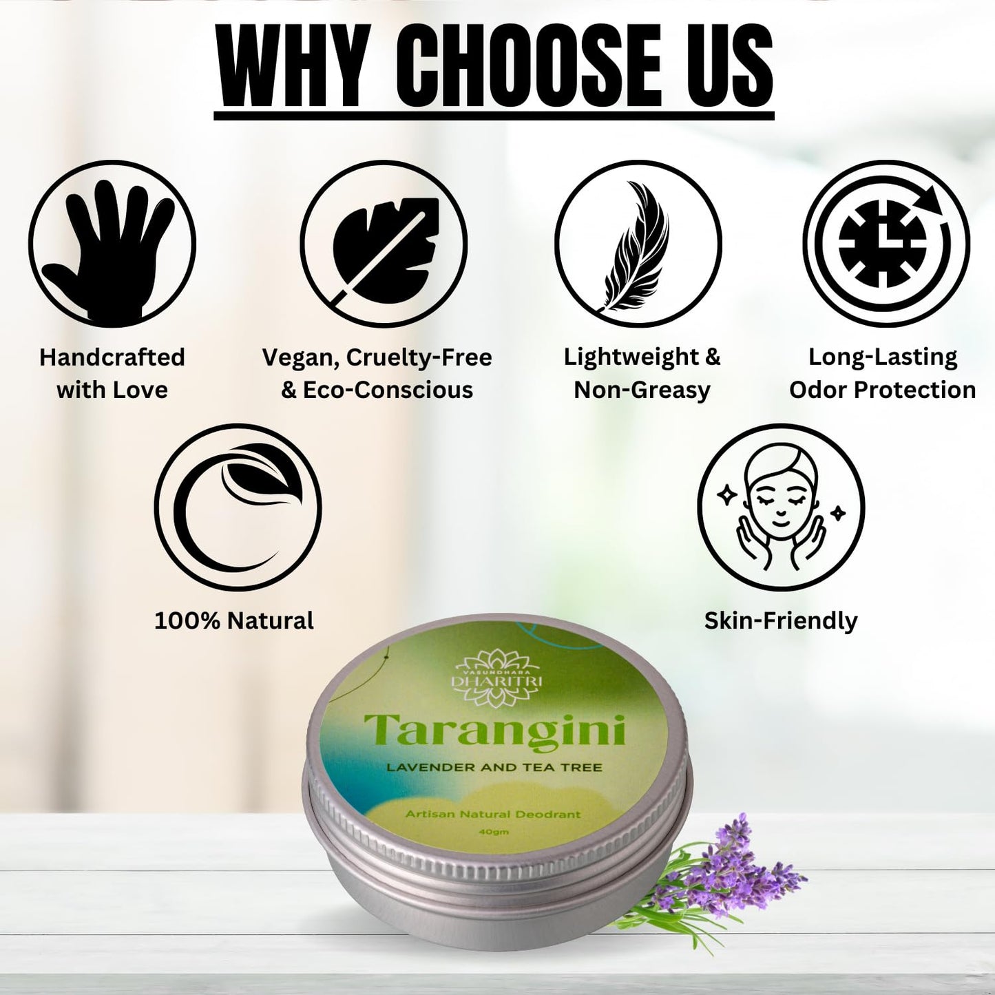 Tarangini Artisanal Deodorant Cream, Lavender & Tea Tree