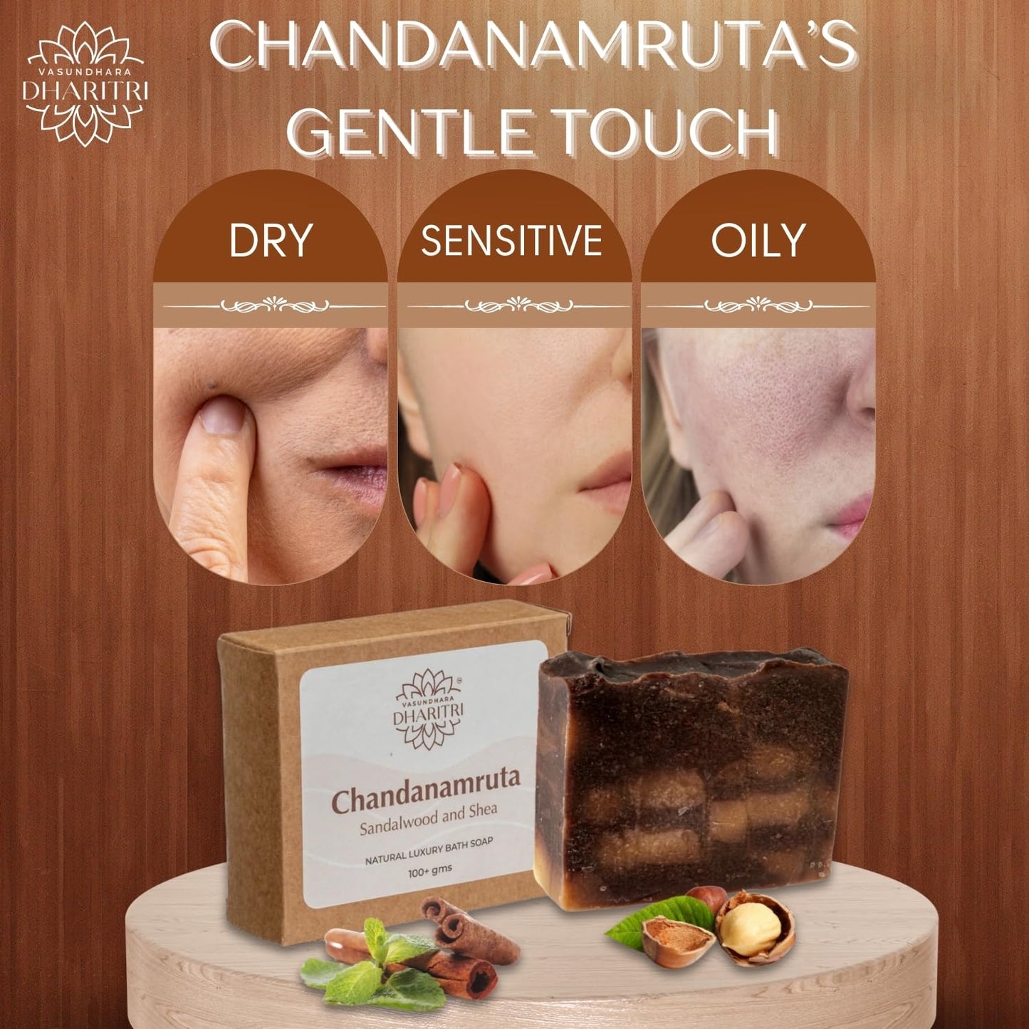 Dharitri Chandanamruta Sandalwood and Shea Butter Bathing Soap