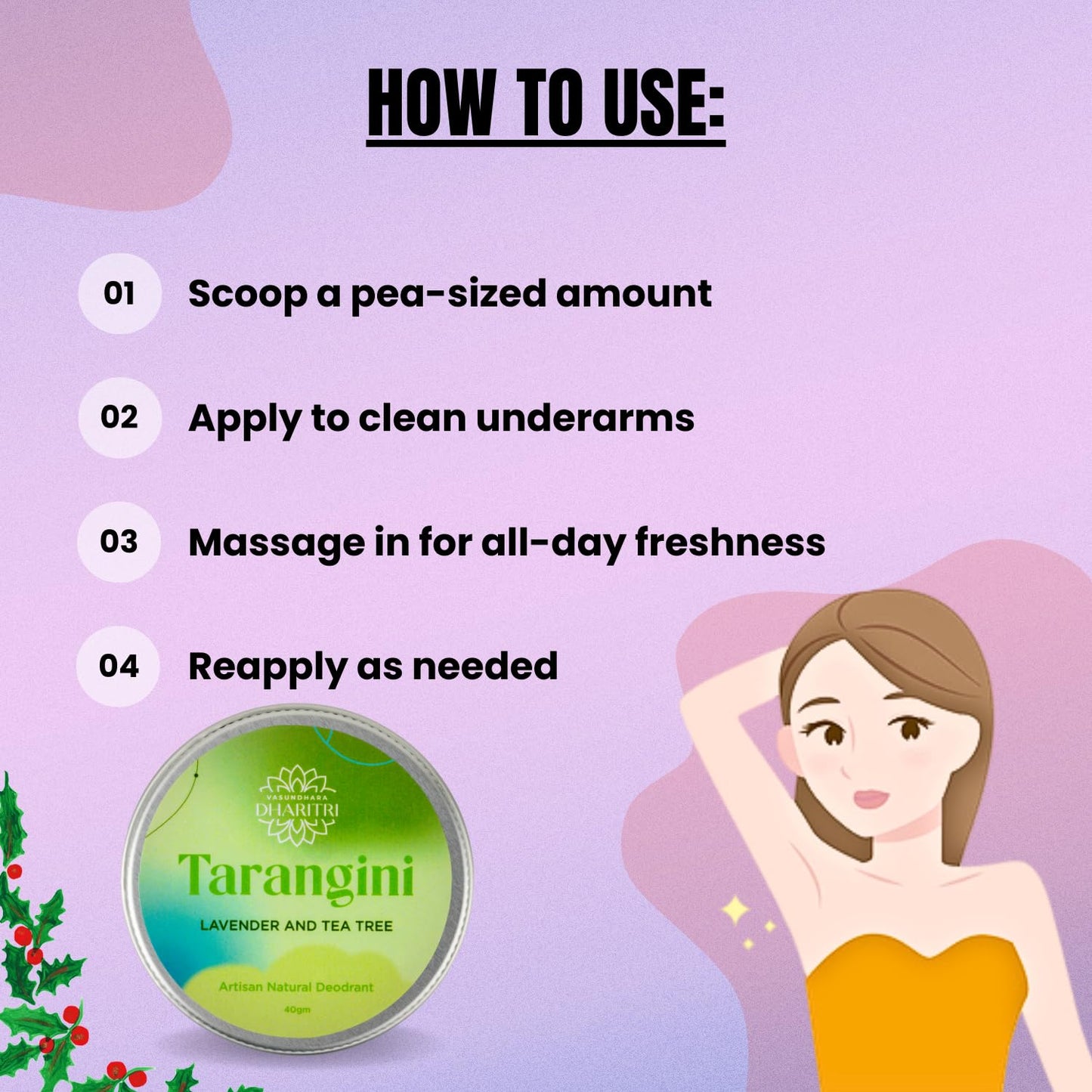Tarangini Artisanal Deodorant Cream, Lavender & Tea Tree