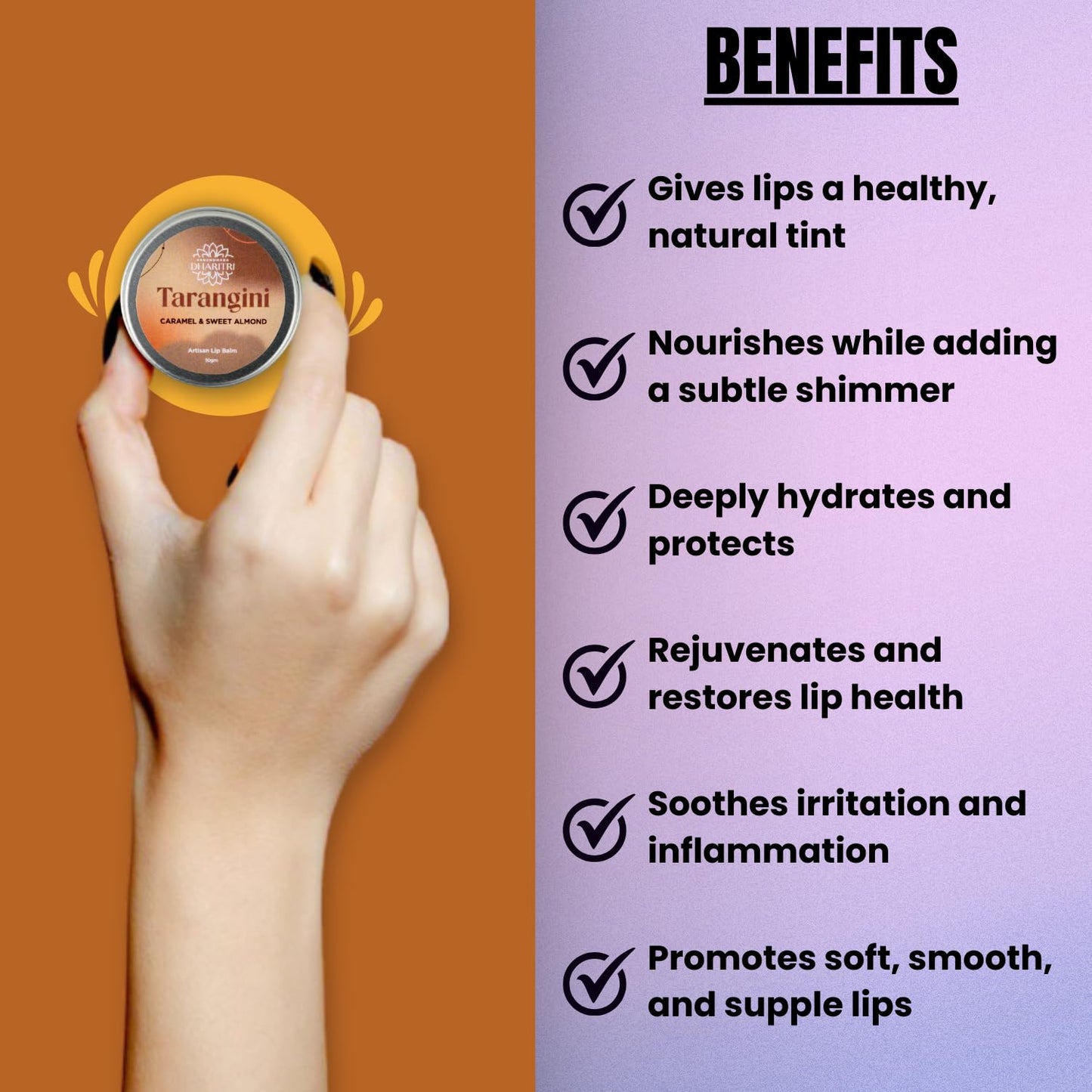 Tarangini Artisanal Lip Balm – Caramel & Sweet Almond