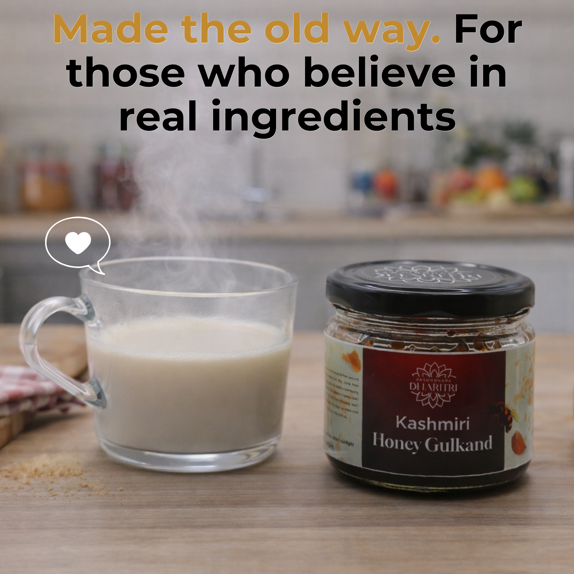Dharitri Kashmiri Honey Gulkand served with warm milk