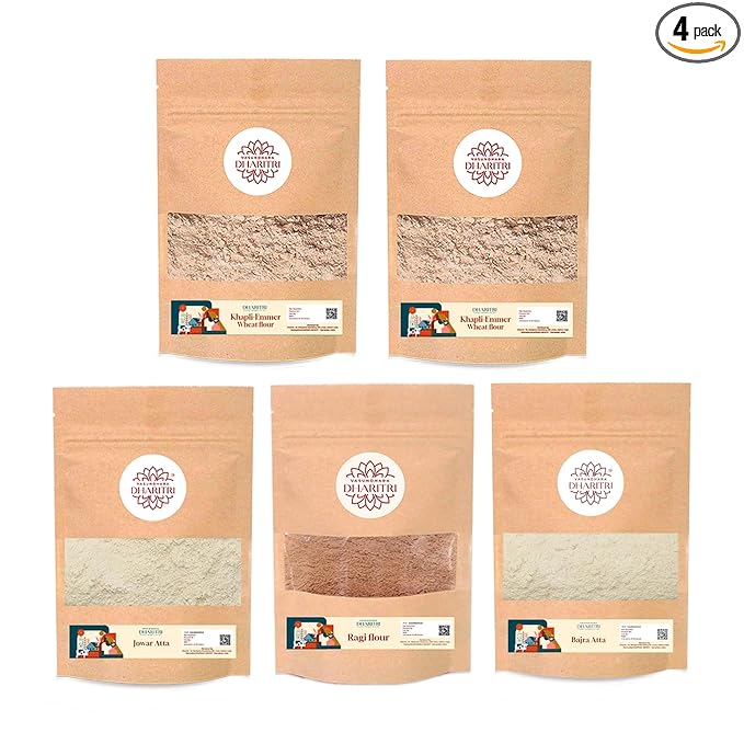 Flour Combo – Khapli (2Kg), Ragi, Jowar & Bajra (1Kg Each)