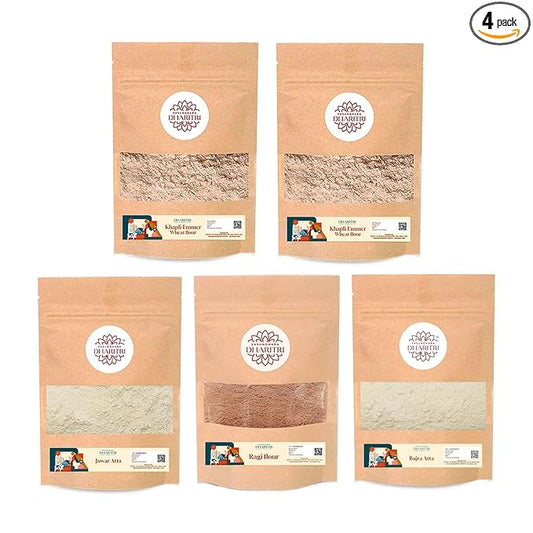 Flour Combo – Khapli (2Kg), Ragi, Jowar & Bajra (1Kg Each)