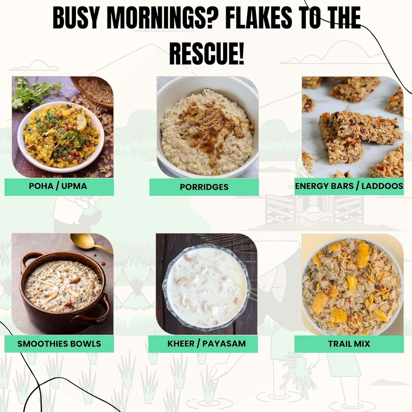 Healthy Breakfast Millet Flakes Combo Pack of 6 x 300g