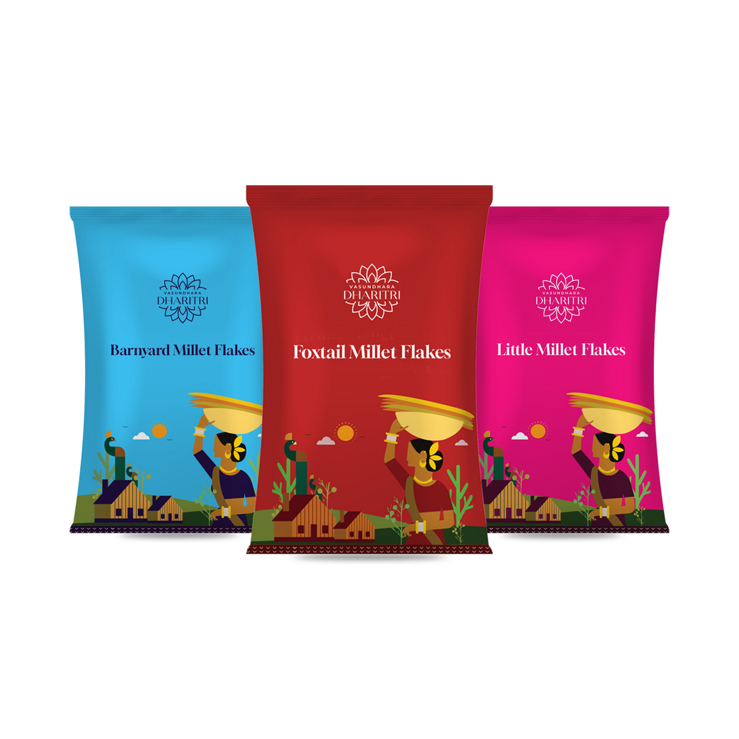 Millet Balance Trio – Barnyard, Foxtail & Little Millet Flakes Combo Pack (900g)