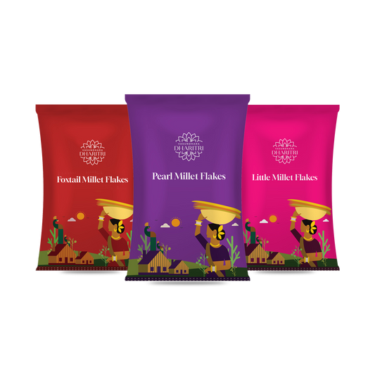 Millet Nourish Trio – Pearl, Little & Foxtail Millet Flakes Combo Pack (900g)
