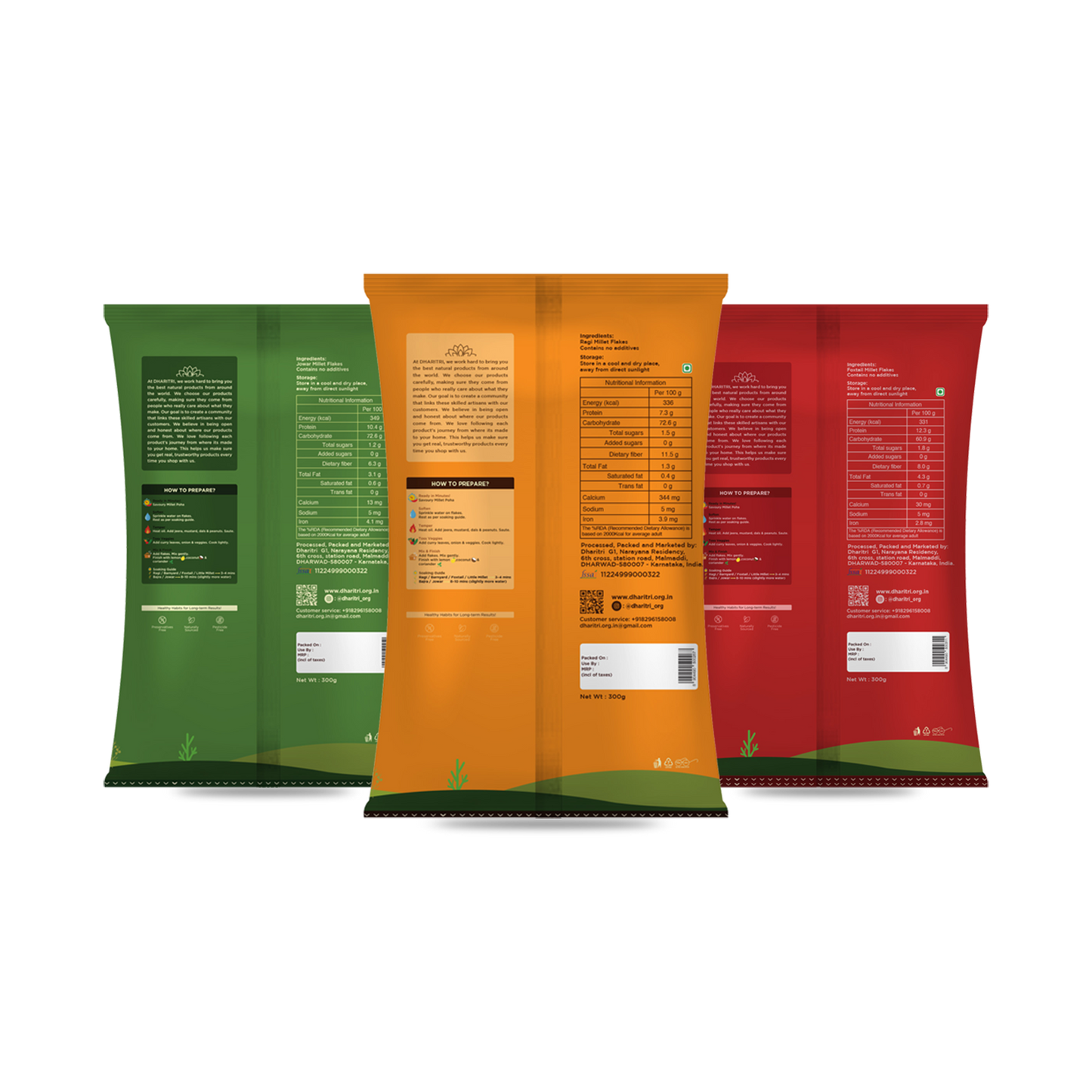 Millet Wellness Trio – Ragi, Jowar & Foxtail Millet Flakes Combo Pack (900g)