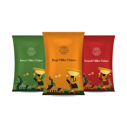 Millet Wellness Trio – Ragi, Jowar & Foxtail Millet Flakes Combo Pack (900g)