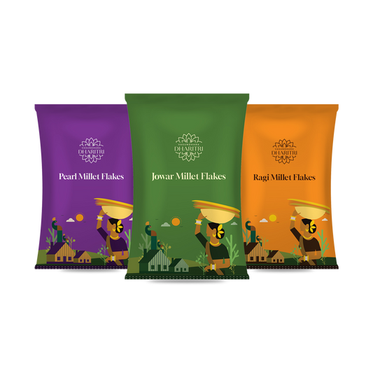 Millet Flakes Trio – Ragi, Jowar & Pearl Millet Combo Pack (900g)
