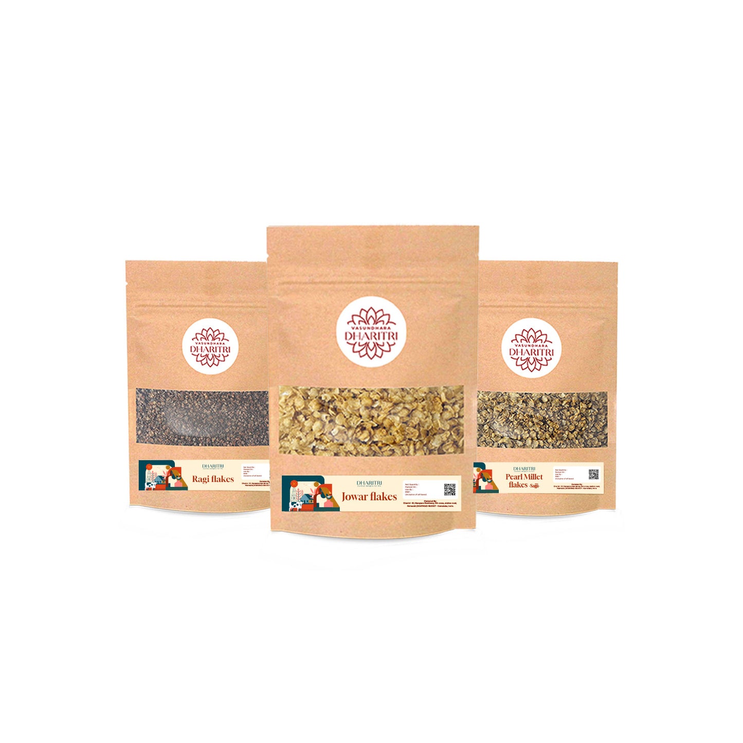 Millet Flakes Trio – Ragi, Jowar & Pearl Millet Combo Pack - 900g